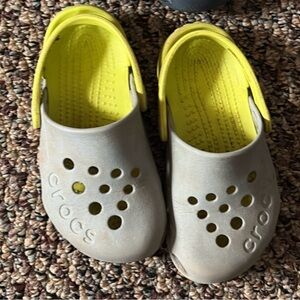 Crocs Kids Gray and Yellow Clogs
